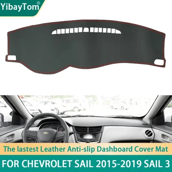 Aukšto Rango Patvarus, Puikiai PU Odos prietaisų Skydelio Anit-slip Anti-UV Apsauginis kilimėlis Chevrolet Sail 2015-2019 Sail3 priedai