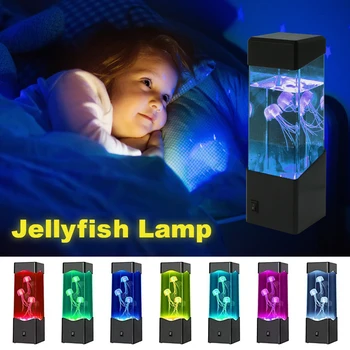 LED Spalva Keičiasi Medūzos Lempa, Spalva Keičiasi Akvariumo Bakas Modeliavimas Atsipalaiduoti Nuotaikos Medūzos Namų Biuro Stalo Dekoras