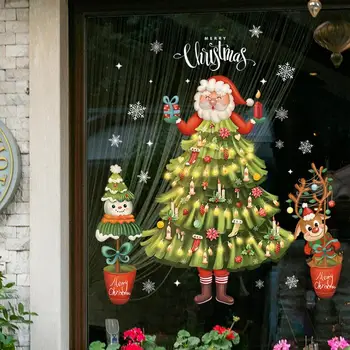 2023 Kalėdinė Dekoracija Langą Lipdukai Santa Dovanos Linksmų Kalėdų Lipdukas Kalėdų Medžio Lango Stiklo Lipdukas Naujųjų Metų 2024