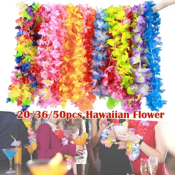 20/36/50Pcs Havajų Šalis Gėlių Girliandas Spalvos Girlianda Karoliai Tropical Beach Party Apdailos Rekvizitai