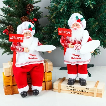 Virėja Santa Claus Ir Kalėdų Dekoracijas Kalėdos Namų Stalo Puošimas Ornamentais Vyras Lėlės Kabinti Kojų Sėdi Nuolatinis Šalies Prekių