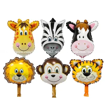 6pcs/daug mini Džiunglių Gyvūnų folija Balionai Lion & beždžionė & zebra & elnias Helio Ballon gimtadienio dekoracija 