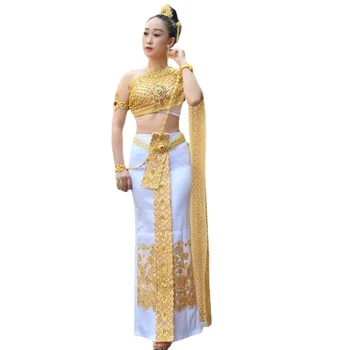 Tailando Tradicinės Derliaus Drabužiai Moterims Topai Palaidinė Sijonas Tailando Songkran Festivalis Kostiumas Etapo rezultatus Azijos Drabužiai