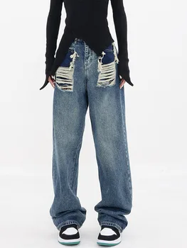 Aukštos Juosmens Tiesiai Moterų Kankina Džinsai Moterims Džinsinio audinio Kelnės korėjos Drabužių Atsitiktinis Mados Streetwear Baggy Pants 2022 Naujas