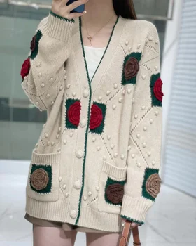 Sunkiųjų nerti V-kaklo ilgio 100 grynas kašmyro megztinis moteriška mygtuką megztinis purus vilnos megztas kailis kamšalu