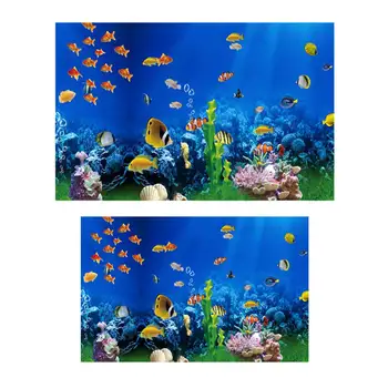 Bakas Akvariumas Plakatas, Žuvų Bakas Fone 3D Efektas Koralai Lipdukas Vaizdo Jūros Augalai