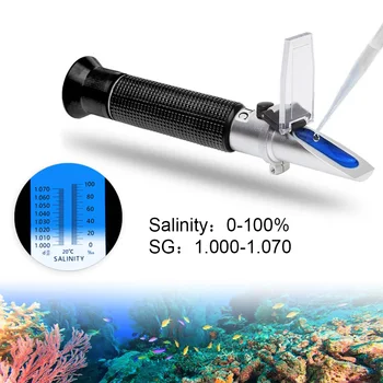 Kišeninis Jūros vandens Druskingumo Vanduo, Druska Hydrometer Testeris 0-100‰ Reguliuojamas Refraktometru Jūrų Akvariumas