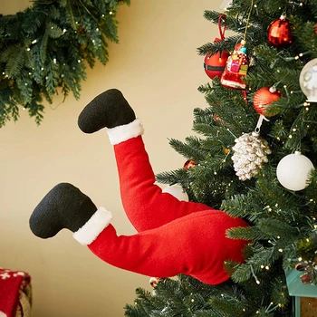 Santa Claus Kojos Kalėdų Medžio Apdaila Pliušinis Durų Dekoro Santa Claus Elf Kojos Kalėdų Dekoro Namuose Kabantys Papuošalai