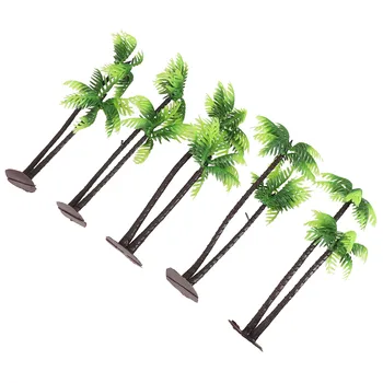 Sodo Dekoracijos, Dirbtiniai Šalies Prekių Mini Plastikiniai, Kokoso Palmių Augalų Amatų Micro Kraštovaizdžio Akvariumas Švenčių 5vnt