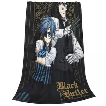 Black Butler Japonų Anime Antklodė Aksomo Vasaros Nešiojamų Lengvas Mesti Pledai Lova Lauko Pliušinis Plona Antklodė