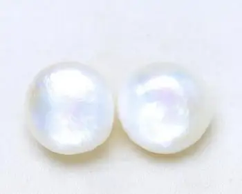 Didmeninė kaina SPALVINGAS porą 11-12mm pietų jūros BAROKO white pearl auskarai 925 SIDABRAS