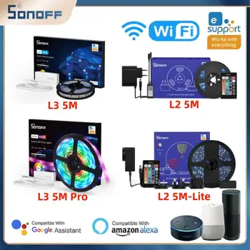 SONOFF Smart WiFi LED Šviesos Juostelės L3/L2 5M Pro Lite Pritemdomi Vandeniui RGB Juostos lengvas Darbas Per EWelink APP 
