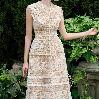 2023 Vasaros Baltos spalvos Nėrinių Suknelė Moterims, Elegantiškas V-kaklo, Siuvinėjimas, Gėlių Šaliai, Suknelės Moteriška Prabanga Dizainas, Vintage Drabužių Ponios
