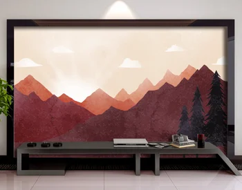 Individualizuotos fono paveikslėlis nuotraukos Sutemų kalnų peizažas fone sienos freskos namų puošybai kambarį miegamasis freskomis 3d tapetai