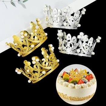 Aukso Mini Imitacija, Perlų Karūna Tortas Topper Vestuvių&Sužadėtuvių Gimtadienio Šventė Šalies Prekių Kepimo Pyragas Apdaila