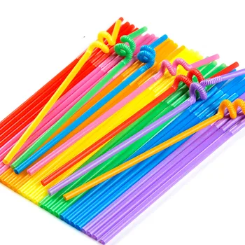 Plastikiniai Geriamojo Šiaudų 100vnt Spalvotų Vestuves Šiaudų Atsargos su Gimtadieniu Apdailos Vaikų DIYdisposable medžiaga