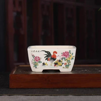 Kinų Stiliaus Keramikos Spalvos Vazonas Retro Darbastalio Apdaila Bonsai Puodą Turas Sultingas Gėlių Vazonas