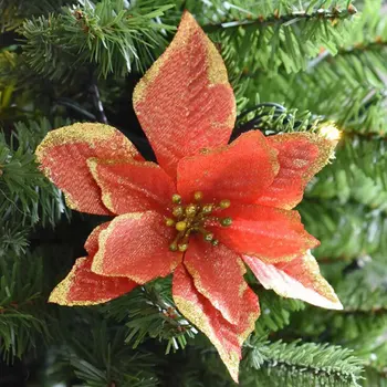 Naujas Trijų Sluoksnių Aukso Milteliai Kalėdų Gėlės Kalėdų Eglutės Papuošalų Pakabučiai Modeliavimas Gėlių Ornamentais Kalėdos Šaliai Dekoro
