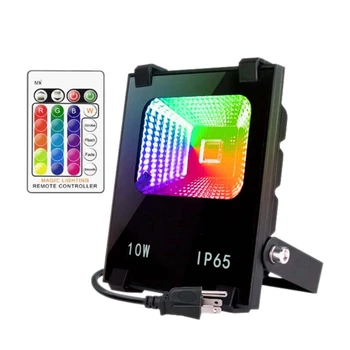 10W LED Potvynių Žiburiai RGB Spalvinga Nuotolinio Valdymo Žibintai IP66 atsparus Vandeniui Sodo Garažas(JAV Plug)
