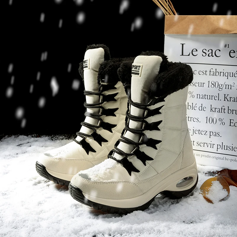 Moipheng Moterų Batai Žiemą Laikyti Šiltai Kokybės Mid-Calf Sniego Batai Ponios Nėriniai-up Patogus, atsparus Vandeniui Bateliai Chaussures Femme 3