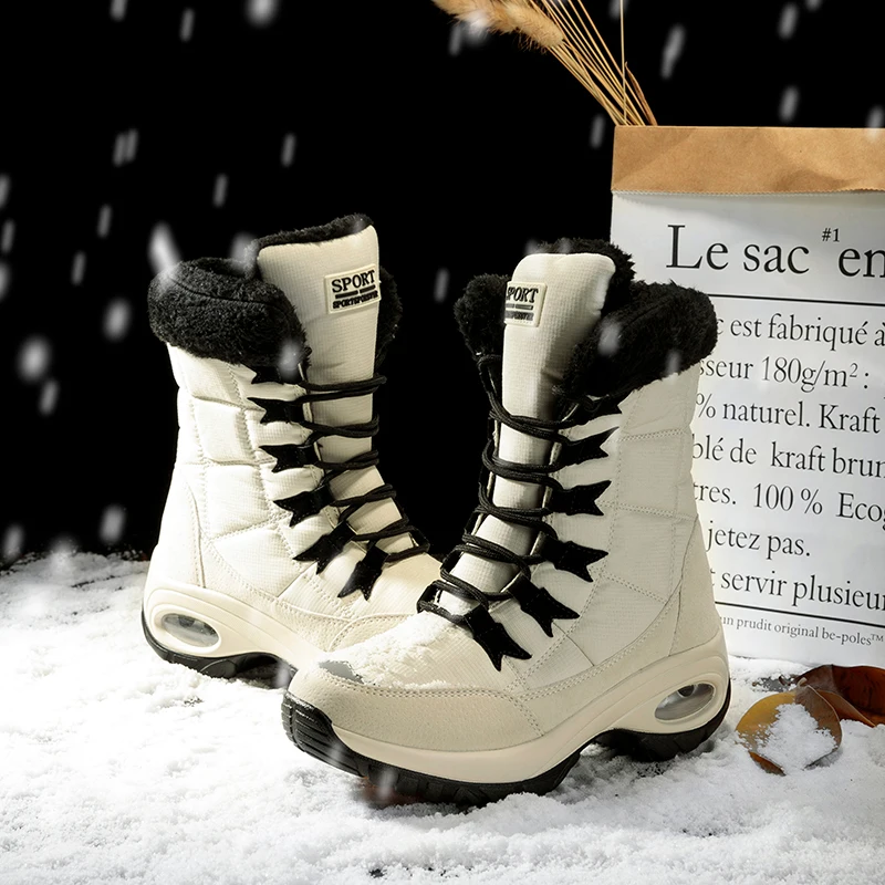 Moipheng Moterų Batai Žiemą Laikyti Šiltai Kokybės Mid-Calf Sniego Batai Ponios Nėriniai-up Patogus, atsparus Vandeniui Bateliai Chaussures Femme 4