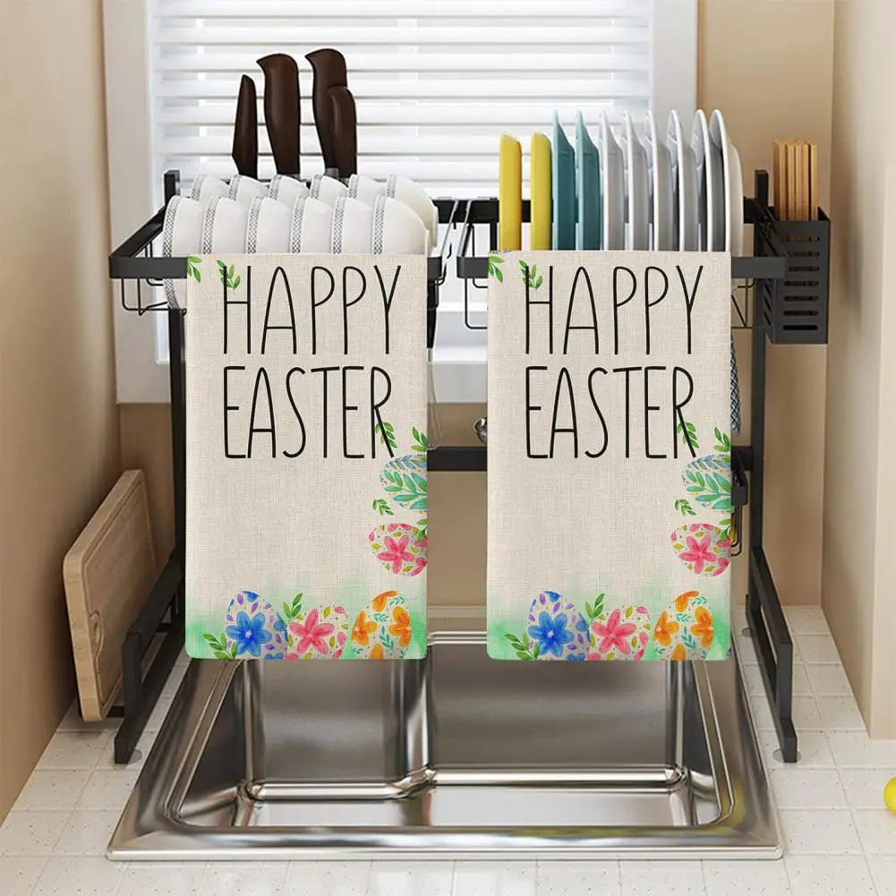 Vandens nesugeriančių Patiekalas Rankšluostį Žavinga Easter Bunny Spausdinti Virtuvės Dishcloth Rankšluosčių Rinkinys Super Absorbentas Greitai-džiovinimo Virtuvė 2